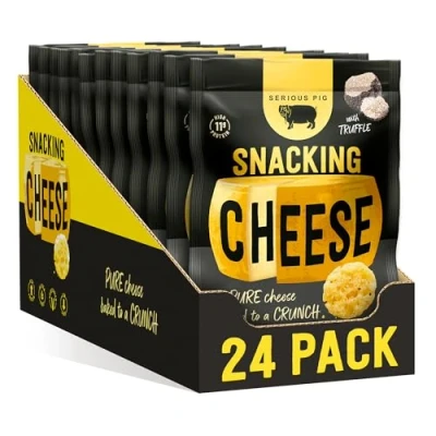 Image of SERIOUS PIG Crunchy Snacking Cheese Snacks, Keto Friendly, High Protein, Low Carb, Gluten Free, Vegetarian, Pub Made from 100% Real Italian (Truffle) (24 x 24g)