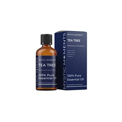 Image of Mystic Moments Tea Tree Essential Oil 100ml Pure &amp; Natural for Diffusers, Aromatherapy Massage Blends Vegan GMO Free