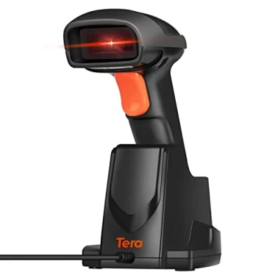 Image of Tera 1D Barcode Scanner Wireless with USB Charging Cradle, Laser Handheld Reader Plug and Play, 6100