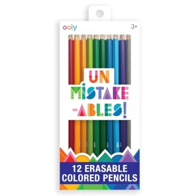 Image of Ooly UnMistakeAbles Erasable Colored Pencils [Set of 12], Stress and Mess Free Marker Pack, Drawing &amp; Coloring for Kids Adults, Colorful School Supplies Arts Crafts, [Erasable]