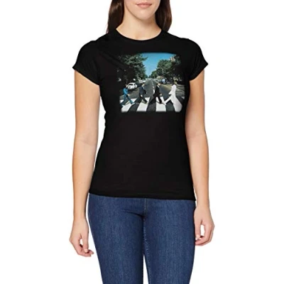 Image of The Beatles Women&#039;s Abbey Road T Shirt, Black, Size 8 (Size:Small)
