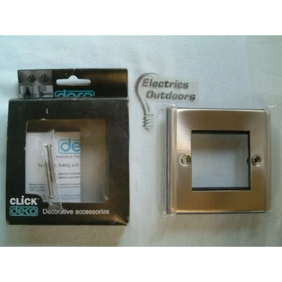 Image of Click Deco 1 Gang New Media Unfurnished Plate 2 Apertures Satin Chrome Vpsc311