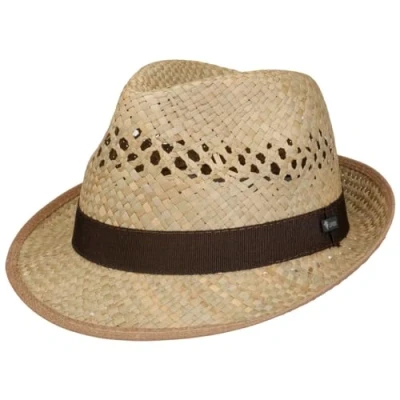 Image of Lipodo Harvester Stripes Straw Hat Women/Men Made in Italy Beach Sun Trilby with Grosgrain Band Summer Spring XL (60 61 cm) Nature