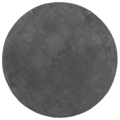 Image of vidaXL Anthracite Round Rug Low Pile, Non Slip, Machine Washable, Suitable for Underfloor Heating, Soft and Fluffy, 160 cm Diameter