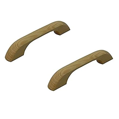 Image of Merriway BH03366 (2 Pcs) Wood Pine &#039;D&#039; Cupboard Cabinet Drawer Pull Handle Back Fix Unfinished 100mm (4 inch) Pack of 2 Pieces
