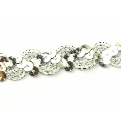 Image of Minerva Crafts 14mm RIC Rac &amp; Sequin Braid Trimming Silver per metre