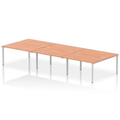 Image of Impulse Bench B2B 6 Person 1400 Silver Frame Office Desk Beech