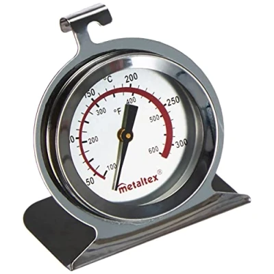 Image of Metaltex Oven Thermometer Grill Thermometer, Stainless Steel, Silver, Size: 3.8 x 9.5 15.8 cm 298052