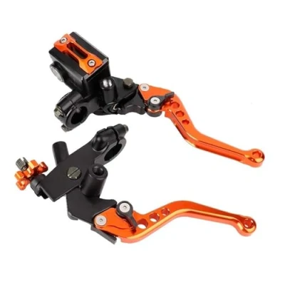 Image of Longzhou 1 Pair 7/8 Inch Universal Motorcycle Brake Clutch Master Cylinder Tank Levers Lever (Orange)