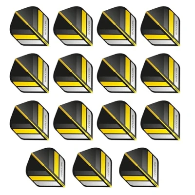 Image of RED DRAGON Hardcore XT Black and Yellow Stripe Extra Thick Standard Dart Flights 5 sets Per Pack (15 in total)