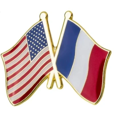 Image of United States Of America USA &amp; France French Friendship Flag Enamel Lapel Pin Badge Diplomat