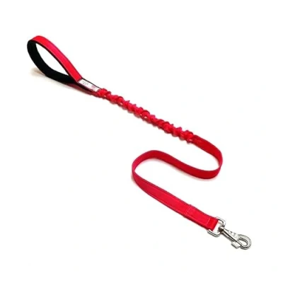 Image of Dog Lead With Shock Absorbing Bungee Cord Training Walking Leash Soft Padded Handle (76&quot; (1.9 Metres), Red)