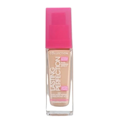 Image of Collection Cosmetics Lasting Perfection Satin Foundation, Full Coverage, Hydra Boost, 6N Cashew Neutral 27ml