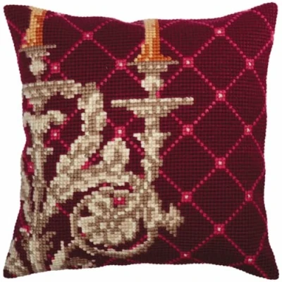 Image of Collection D&#039;Art Cross Stitch Cushion, Cotton, Multicoloured, 40x40cm