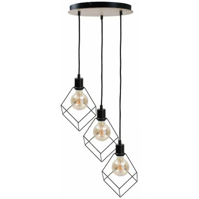 Image of Ruben Cluster Pendant Ceiling Light Wood, 32cm, 3x E27