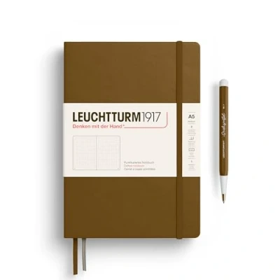 Image of LEUCHTTURM1917 372197 Notebook Medium (A5), Hardcover, 251 Numbered Pages, Spice Brown, Dotted