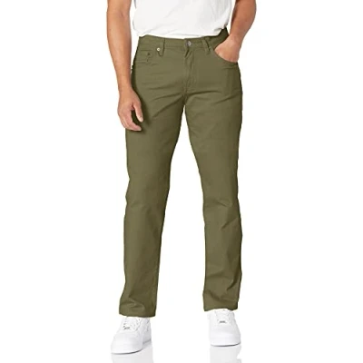 Image of Amazon Essentials Men&#039;s Straight Fit 5 Pocket Stretch Twill Trouser, Olive, 31W / 30L