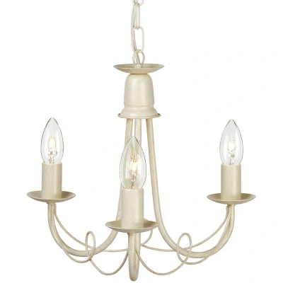 Image of Minster Chandelier 3 Light Ivory, Gold Finish, E14