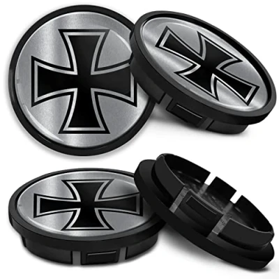 Image of SkinoEu Compatible with Wheel Center Caps VW Volkswagen Centre Hubcaps 5G0601171 66mm Silver CR 24