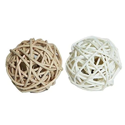 Image of Rosewood Jolly Moggy Silvervine Rattan Balls for Cats, Pack of 2 Durable, Engaging Toys to Stimulate Play and Natural Hunting Instincts