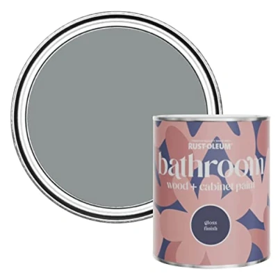 Image of Rust Oleum Grey Moisture Resistant Bathroom Wood and Cabinet Paint in Gloss Finish Anthracite 750ml