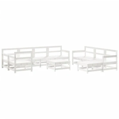 Image of vidaXL 10 Piece Garden Lounge Set White Solid Wood Pine