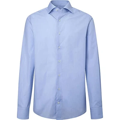 Image of Hackett London Men&#039;s Micro Graph Check Shirt, White/Blue, 16
