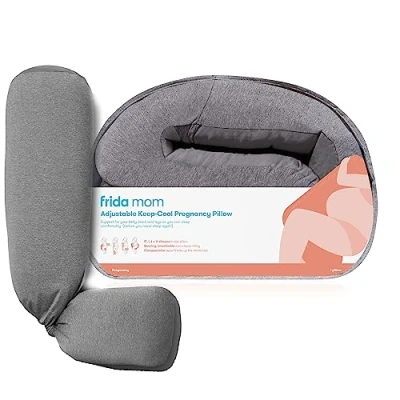 Image of Frida Mom Keep Cool Pregnancy Pillow, Easy to Clean Cooling Body Adjustable for Comfortable Sleep, Provides Belly, Back, and Leg Support, Gray