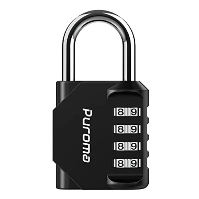 Image of Puroma 1 Pack Combination Lock 4 Digit Outdoor Waterproof Padlock for School Gym Locker, Sports Fence, Toolbox, Gate, Case, Hasp Storage (Black)