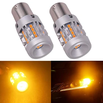 Image of HSUN LED Bulbs Amber Built in Strong Canbus No Hyper Flashing with 26LED SMD3020 Chip Extremely Bright For Car Turn Signal Light Only,2 Pack (BAU15S(PY21W))