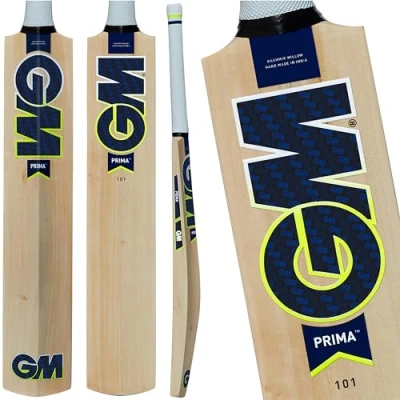 Image of Gunn &amp; Moore GM Cricket Bat Prima 101 Beginner Grade 1 Kashmir Willow Full Size Short Handle Suitable for Players 175cm / 5&#039; 9&quot; over