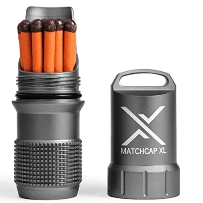 Image of EXOTAC MATCHCAP XL Waterproof Camping Match Kit Holder with Integrated Striker in Trapped Blister