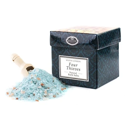 Image of Mystix London Four Thieves 100% Natural Bath Salts a Medley of Epsom, Dead Sea Mineral and Himalayan Pink Perfect as Gift Handmade in UK