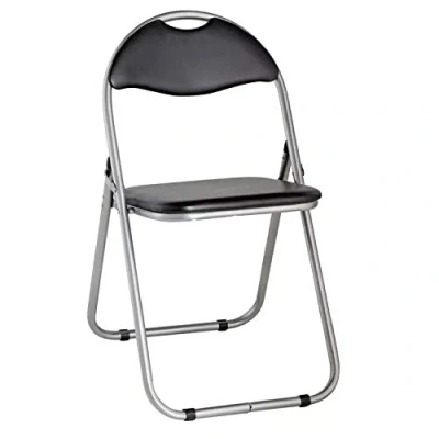 Image of Taylor &amp; Brown Black Padded Folding Chair Back Rest Easy Store for Home, Dining, Office, Computer Desk Chairs, Seating Events Size 44cm x 45cm 78cm
