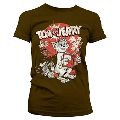 Image of Tom &amp; Jerry Officially Licensed Vintage Comic Women T Shirt (Brown), M