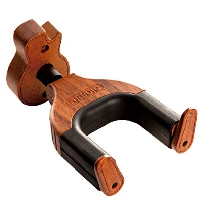 Image of Neboic Guitar Wall Mount, Auto Lock Hanger, Hard Wood Base Holder, Hook, Acoustic, Classical, Electric, Bass Stand, Accessories
