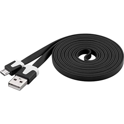 Image of PremiumCord USB Micro PVC Flat Connection Cable 2 m A Male to B 2.0 High Speed Data 2x Shielded AWG28 Colour Black Length
