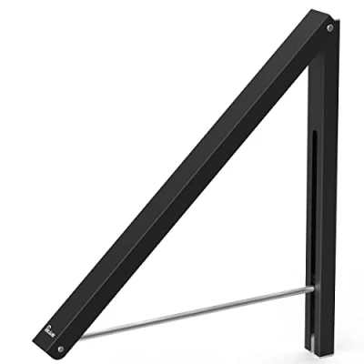 Image of Anjuer Retractable Clothes Rack Wall Mounted Folding Hanger Drying for Laundry Room Closet Storage Organization, Aluminum, Easy Installation (Black)