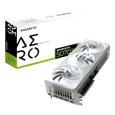 Image of Gigabyte GeForce RTX 5070 Ti AERO OC 16G Graphics Card 16GB GDDR7, 256bit, PCI E 5.0, 2588 MHz Core Clock, 3 x DP 2.1a, 1 HDMI 2.1b, NVIDIA DLSS 4, GV N507TAERO 16GD