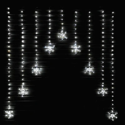 Image of 1.2m LED Snowflake Curtain Lights Christmas Decorations in Cool White