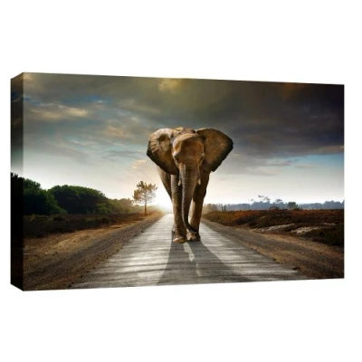 Image of LARGE ELEPHANT MODERN CANVAS PICTURE mounted and ready to hang 34 x 20 inches (86 52 cm)