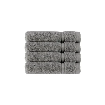 Image of Christy Antalya Face Cloths Set of 4 100% Turkish Cotton 600GSM Soft Plush Luxury Flannels Wash Quick Dry Storm Grey