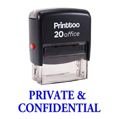 Image of Printtoo Self Inking Rubber Stamp Office Stationary Private &amp; Confidential Custom Blue