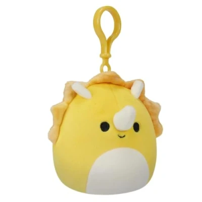 Image of Squishmallows 3.5&quot;&quot; Clip On Lancaster The Triceratops, Small, Yellow
