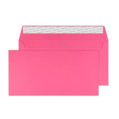 Image of Blake Creative Colour DL+ 114 x 229 mm 120 gsm Peel &amp; Seal Wallet Envelopes (25202) Flamingo Pink Pack of 25