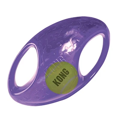 Image of KONG Jumbler Football Interactive Fetch Dog Toy with Tennis Ball (Assorted Colours) For Large/Extra Large Dogs