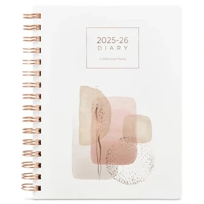 Image of Smart Panda A5 Academic Diary 2025 2026 Week to View Dated Planner, Rose Gold Weekly, Monthly and Annual Pages June July
