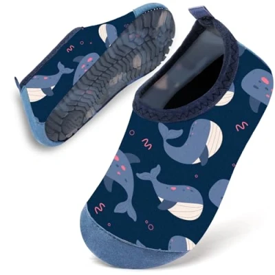 Image of Water Shoes Toddler Kids Baby Infant Boys Beach Swim Barefoot Aqua Socks Non Slip for Swmming Pool Park(Navy Whale,22/23)