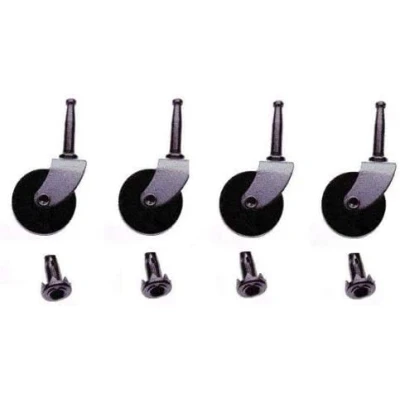 Image of 4 x Black Metal Divan Bed Castors With Fixing Sockets
