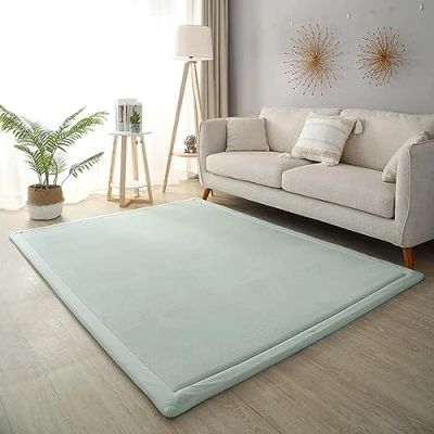 Image of Dmkjdzsw Crawling Mat for Baby Non slip，Nursery Rug，Coral Velvet Area Rugs，2cm Thick Kids Carpet Sky Blue 200 * 200cm